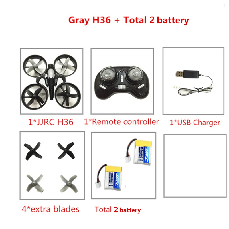 Gray 2 Радиоуправляемый вертолет JJRC H36 мини-Дрон 2,4 ГГц 6-Axis Gyro Безголовый режим один ключ возврата RC Квадрокоптер с дистанционным управлением VS JJRC H8 мини H20 Дрон - Цвет: Gray 2