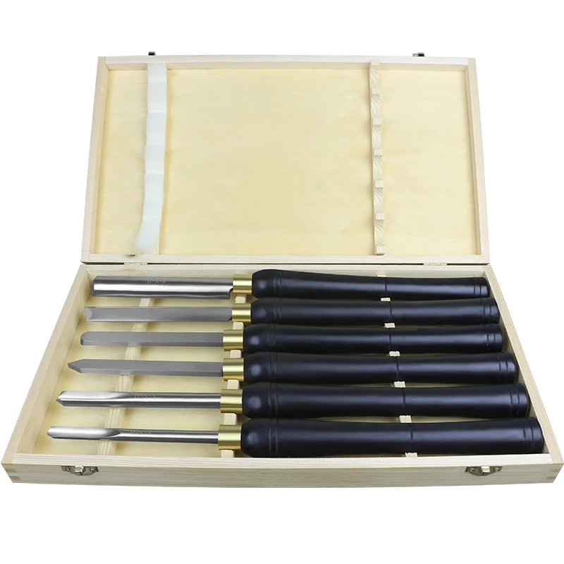 Livter 6Pcs HSS Punch And Chisel Set Professiona Wood Carving Knife High Quality Wood Carving Tools in Wooden Box For Wood Lathe