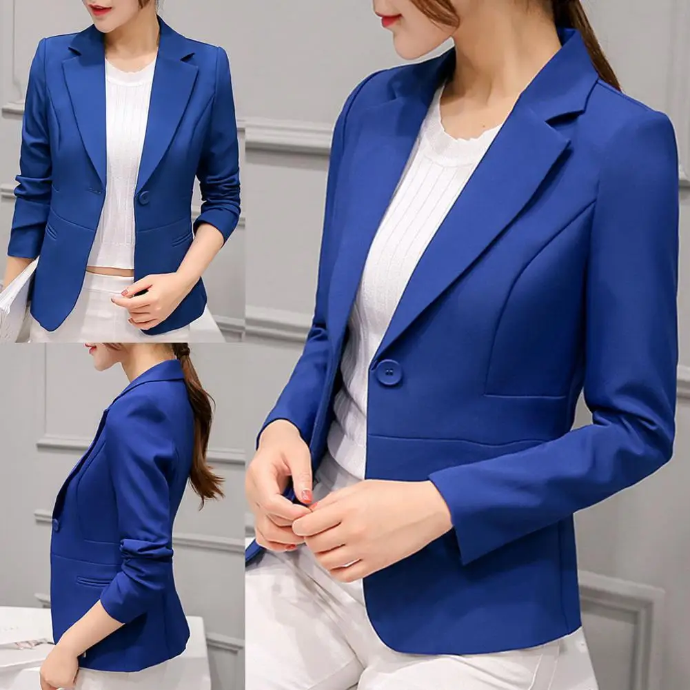 

Stylish Solid Color One Button Blazer Autumn Blazer Autumn One Button