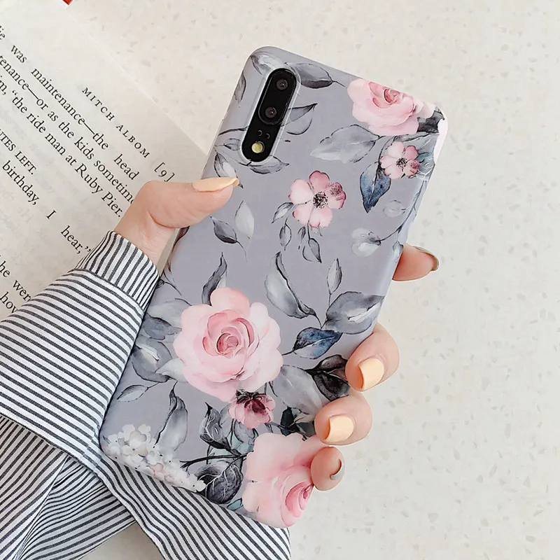 Retro Rose Floral Case For Huawei Mate 20 P30 P20 Pro P30Pro Lite P20Pro Back Cover Fashion Matte Painted Flower Phone |