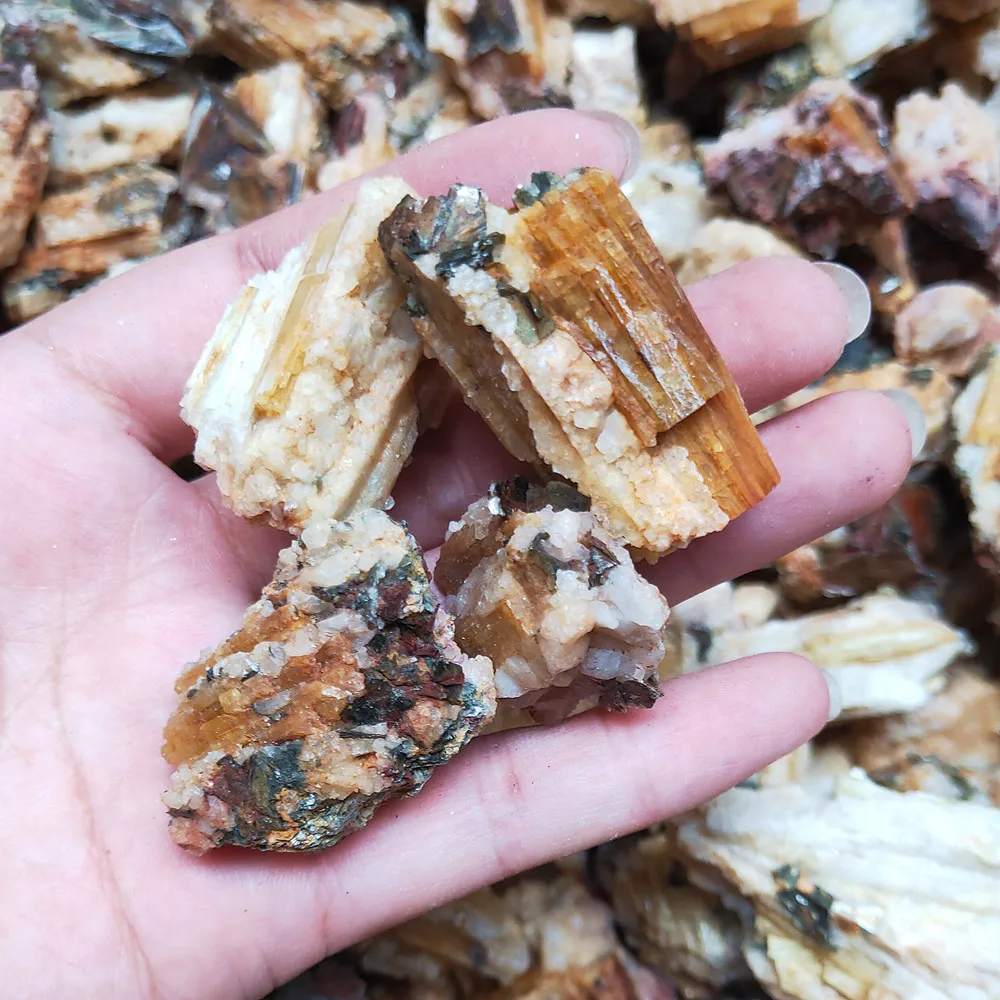 

Натуральный Необработанный кристаллический камень 300/500/1000 г, минеральный Желтый Турмалин симбиотик с белым кварцем, необработанный драгоц...