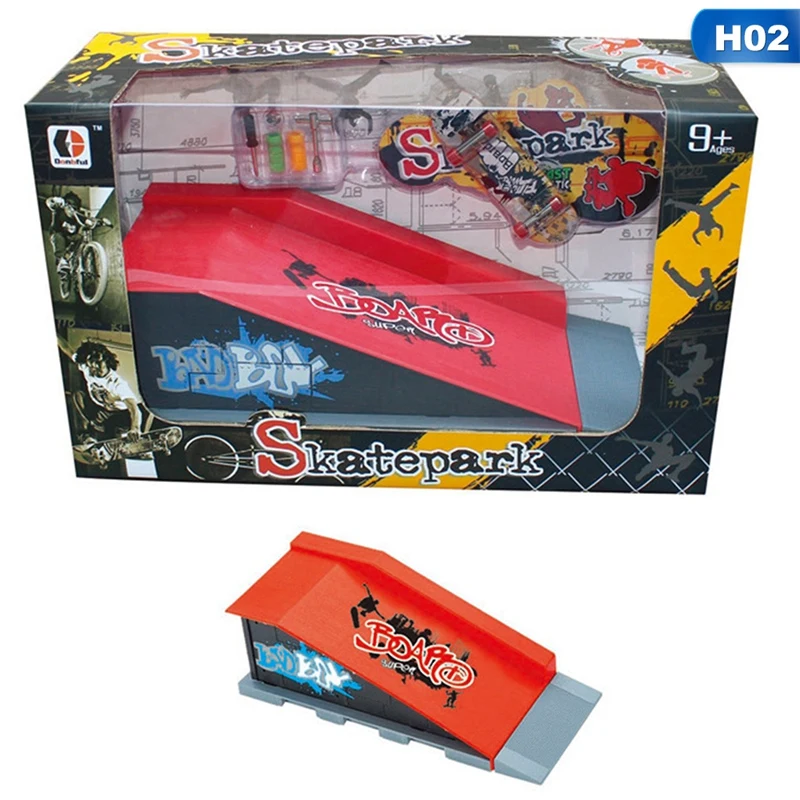 

Skate Park Ramp Parts for Deck Fingerboard Finger Board (A) Finger Skateboard Red Venue Scene Props Creative Children's Toy Set