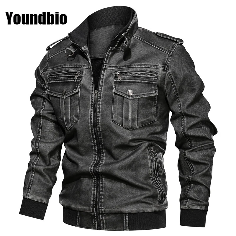 Мужская мотоциклетная куртка из ПУ кожи размеры до 6XL | одежда