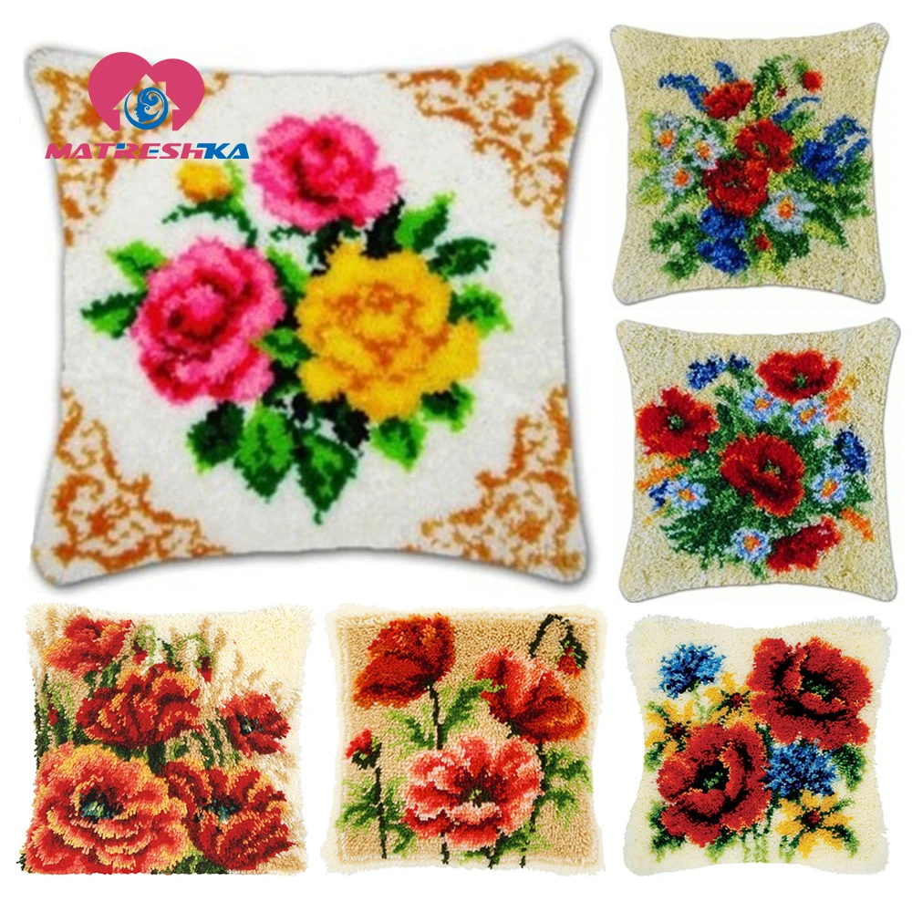

carpet embroidery kits Flowers cross-stitch pillow do it yourself pillow embroidery canvas for carpet diy rugs home decor hobby