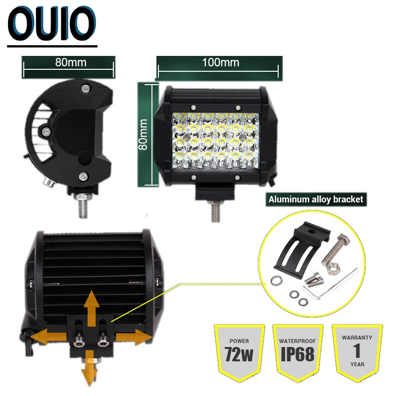 Комплект из 2 предметов 4 дюйма 72 Вт Автомобильный светодиодный светильник бары