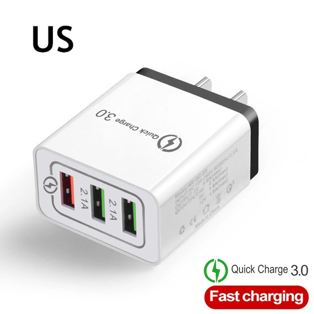 USB зарядное устройство EU/US вилка Быстрая зарядка 3,0 быстрое зарядное устройство настенное зарядное устройство для iphone 6 7 8 9 10 11 X samsung Xiaomi huawei зарядное устройство для телефона - Тип штекера: US  Black