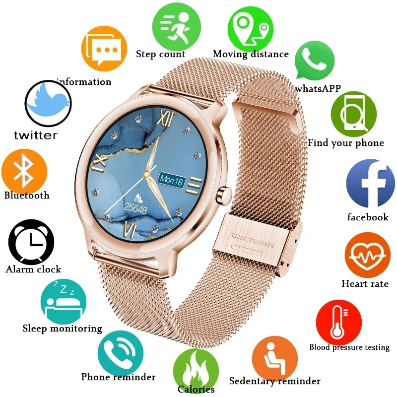 

OLOEY New Smart Watch Women Fashion Sports Watch Tracker Heart Rate Sphygmomanometer Waterproof Women Smartwatch for Xiaomi