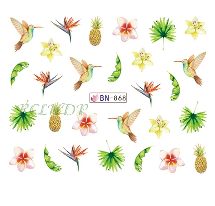 Наклейки для ногтей художественное украшение слайдер ананас птица цветок