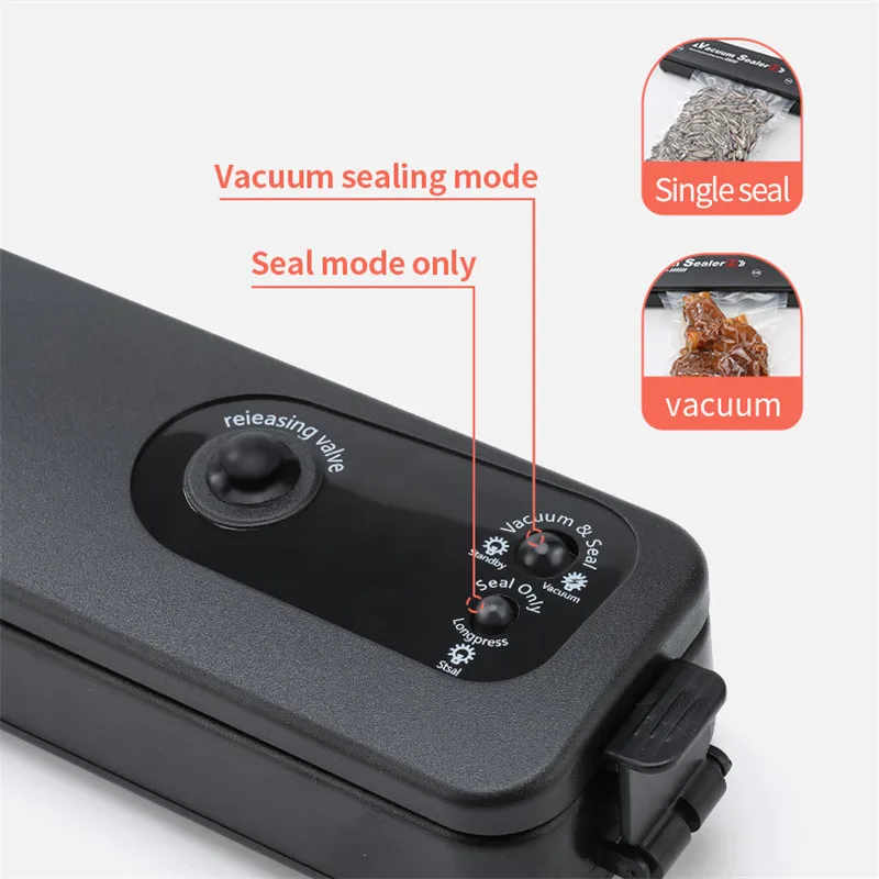 

220V/110V Vacuum Food Sealer Automatic Commercial Kitchen Food Vacuum Sealer Packaging Machine with 10Pcs Bags
