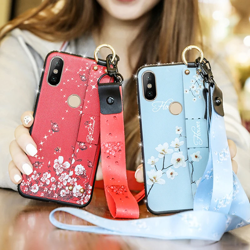 Чехол с цветочным ремешком для телефона Xiaomi Redmi Note 7 6 6A K20 mi A1 A2 5X6X8 Lite 9 se 9T Pro mi 9t Note7 мягкие чехлы из ТПУ