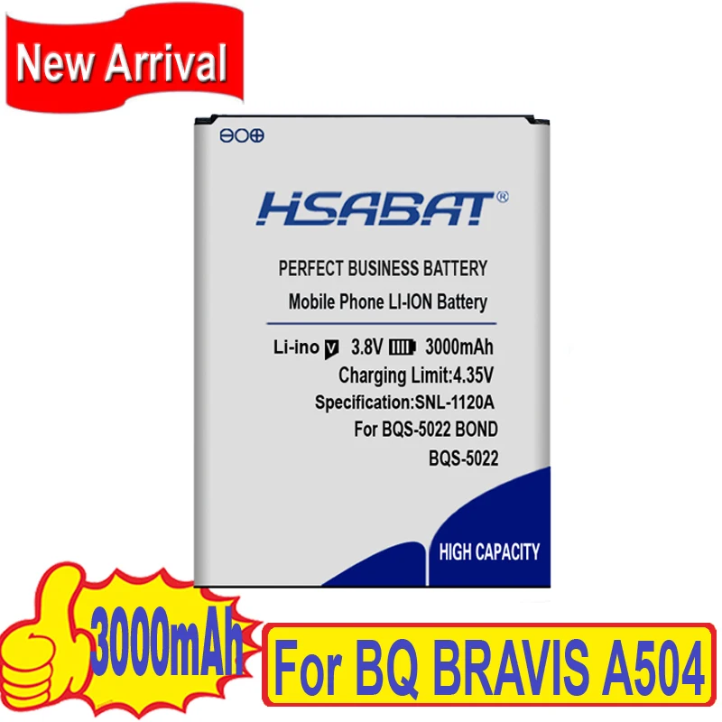 Топ бренд 100% новый BQS 5022 аккумулятор 3000 мАч для BQ BRAVIS A504 Trace BQS5022 BOND батареи + free