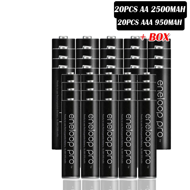 20pcs AA 20pcs AAA Panasonic AA Ni-MH аккумуляторная батарея+ AAA батарея(aa 2500mAh и aaa 950 mAh) для фонариков камеры дистанционного управления игрушки - Цвет: 20pcs AA 20pcs AAA