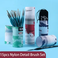 15pcs fine detail paint brush set miniature paint brushes kit with ergonomic triangular handle travel bag for acrylic watercolor