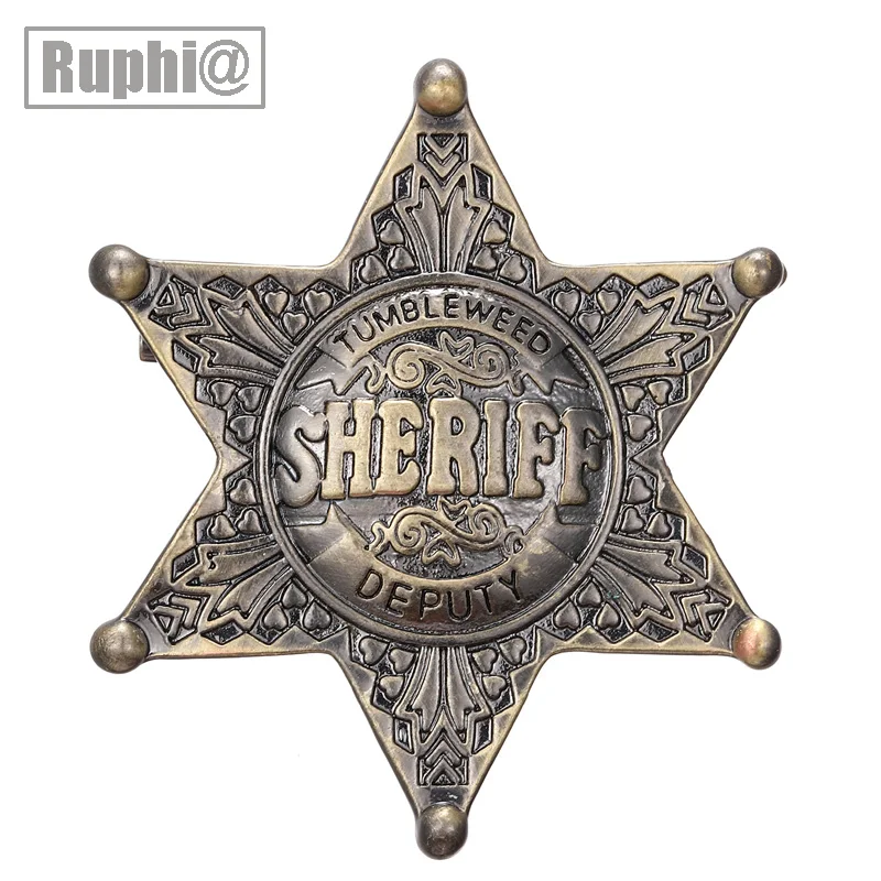 Броши на булавке с изображением шерифа винтажные шестигранные значки со