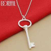 doteffil 925 sterling silver round key pendant necklace 16 30 inch chain for woman fashion wedding engagement party jewelry