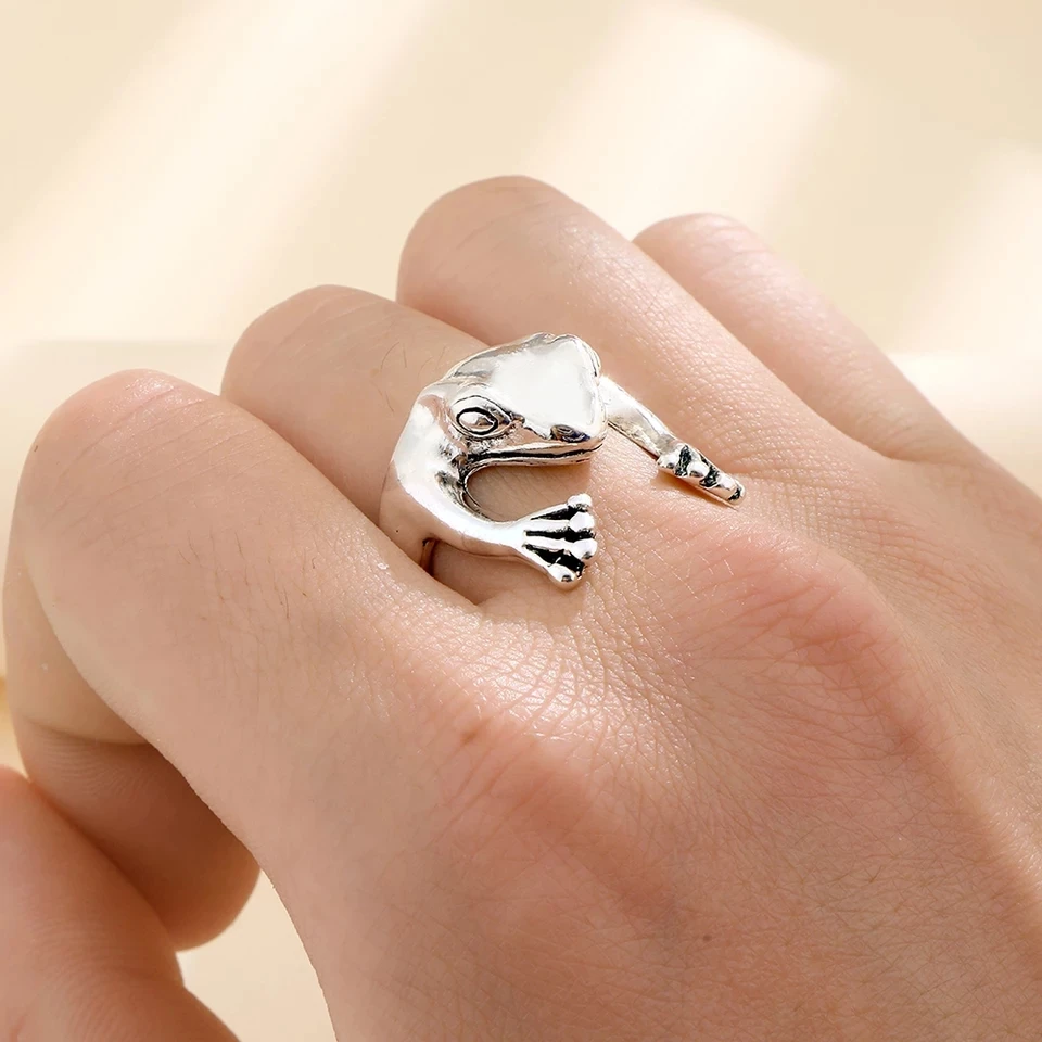 

Frog Animal Adjustable Rings Jewelry Resizable Couple Rings For Couple Men Lover Women Lady Girl Boy Male Valentine's Day Gift
