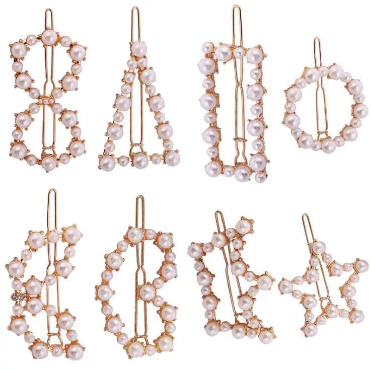 

Korean Version of Pearl Hair Clip Fashion Creative Geometric Five-pointed Star Love Hair Clip Women Cute Birthday Jewelry Gifts