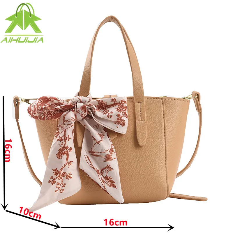 

Fashion Ribbon Handbag For Women High Quality Soft Pu Leather Shoulder Bag 2021 Luxury Designer Son and Mother Messenger Bags