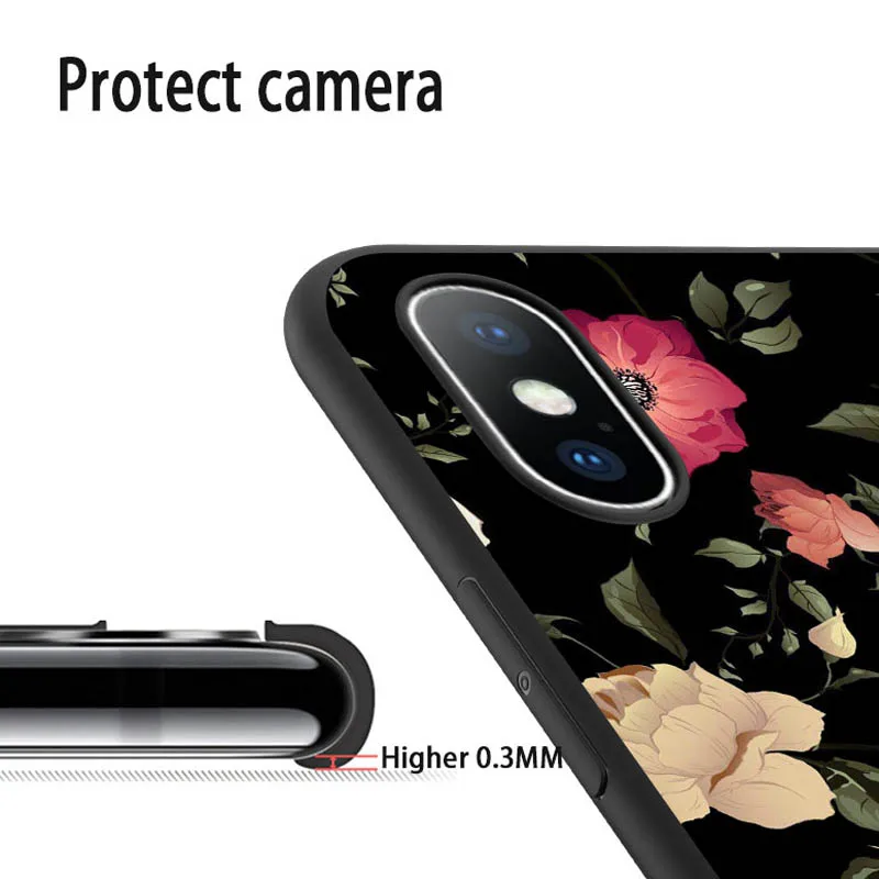 USLION Floral Flower Cases Cover For iPhone X XS XR Xs Max Soft TPU Green Leaves Phone Case 5 5s SE 6 6s 7 8 Plus |