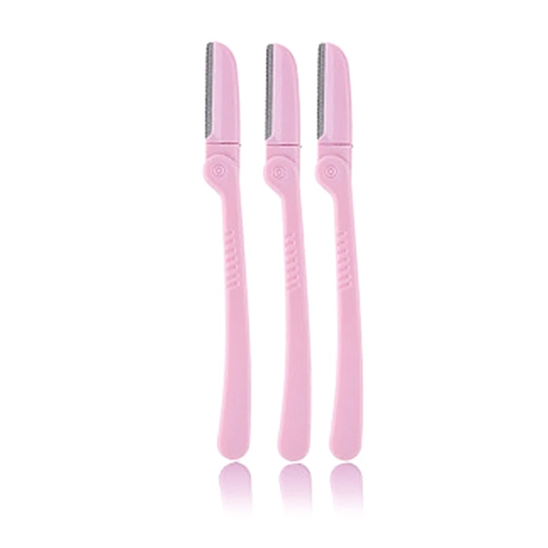 

3pcs Foldable Stainless Steel Eyebrow Razor Facial Hair Remover Shaper Trimmer Shaver Makeup Grooming Kit