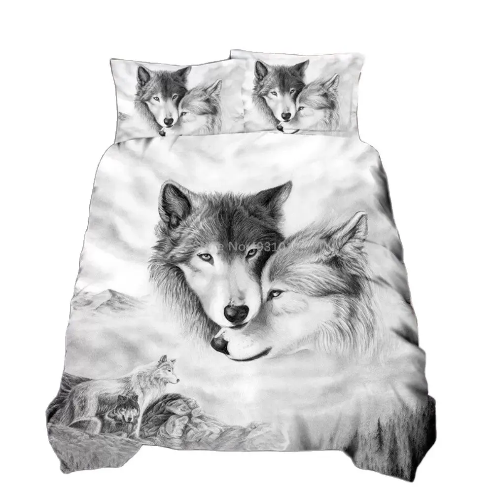 

Комплект постельного белья «волк» с изображением животных, с принтом собаки, кошки, для детей и взрослых, прекрасный подарок, роскошный комп...