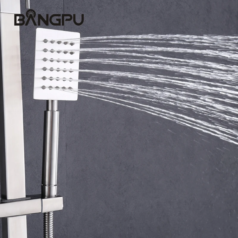 

BANGPU Brushed Nickel Pressure Bathroom Hand Shower 304 Stainless Steel Water Saving Handheld Shower High Pressure Shower Head