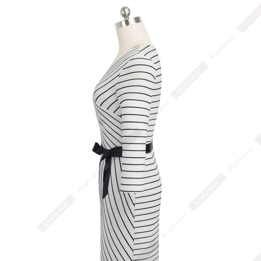 Женское элегантное формальное платье с v образным вырезом и бантом карандаш в