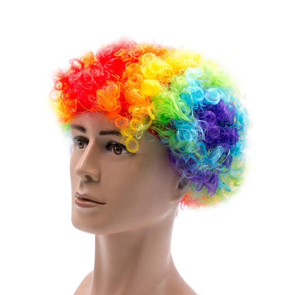 Similler аниме курчавые вьющиеся короткие парики Радужный красочный синтетический