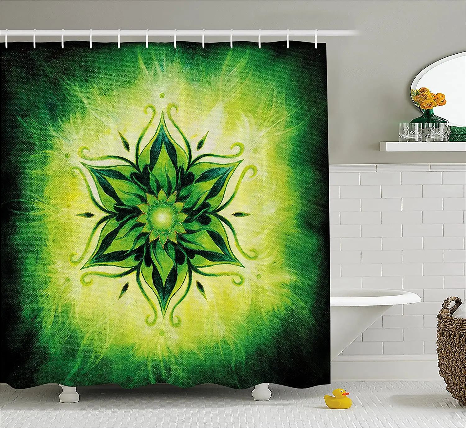 

Занавеска для душа Lotus в психоделическом стиле, этническое медитационное мистическое священное цифровое изображение, Штора для ванной комн...