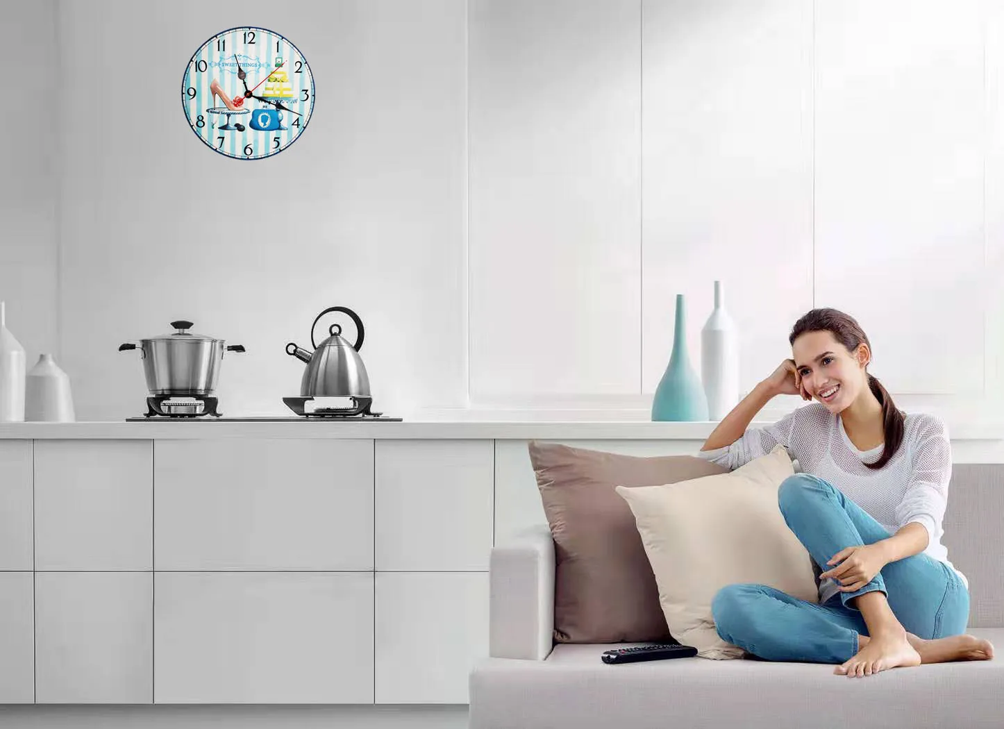 34 см кварцевые бесшумные ретро деревянные настенные часы милые вещи большие