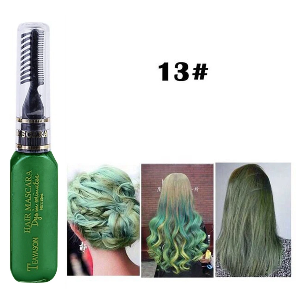 green Женский цвет волос 13 цветов краска для волос Временная DIY крем для волос - Цвет: green