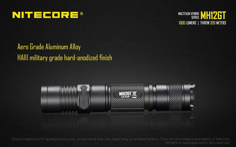 NITECORE MH12GT 1000 люмен светодиодный 18650 3400 мАч аккумулятор USB Перезаряжаемый Фонарик поисково-спасательный портативный фонарь