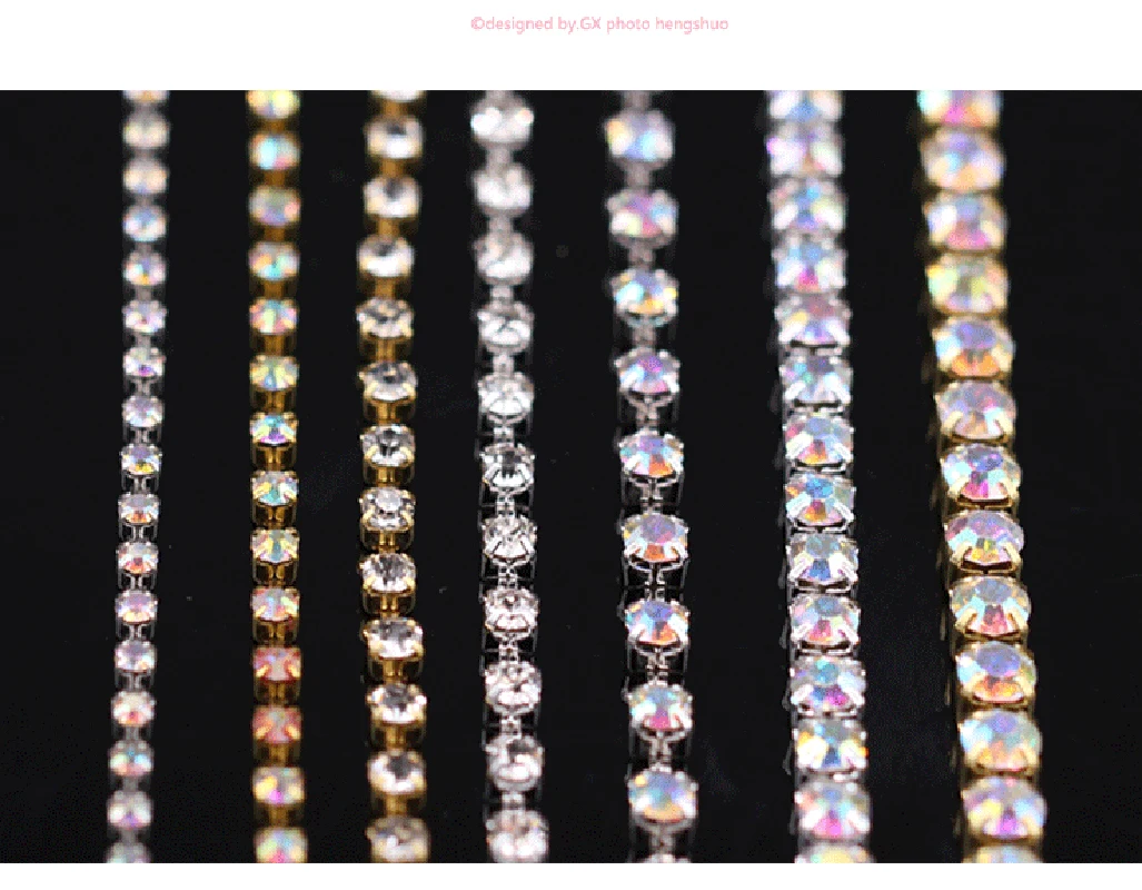 10Yards/Roll SS6-SS18 Glitter AB Crystal Rhinestone Chains Sew-On Glue-On For Garment DIY Clothing Accessories Trim Cup Chain | Дом и сад