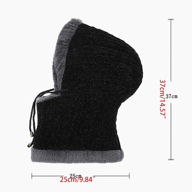 

Women Winter Warm Knitted Balaclava Hat Plush Lined Ski Earflap Hood Cap Scarf