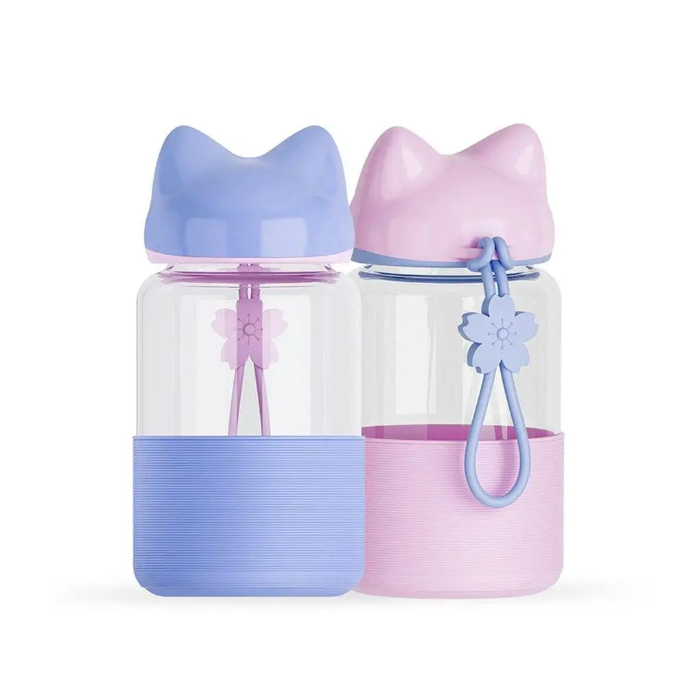 Прекрасная стеклянная бутылка для воды в форме лисы 300 мл напитков из