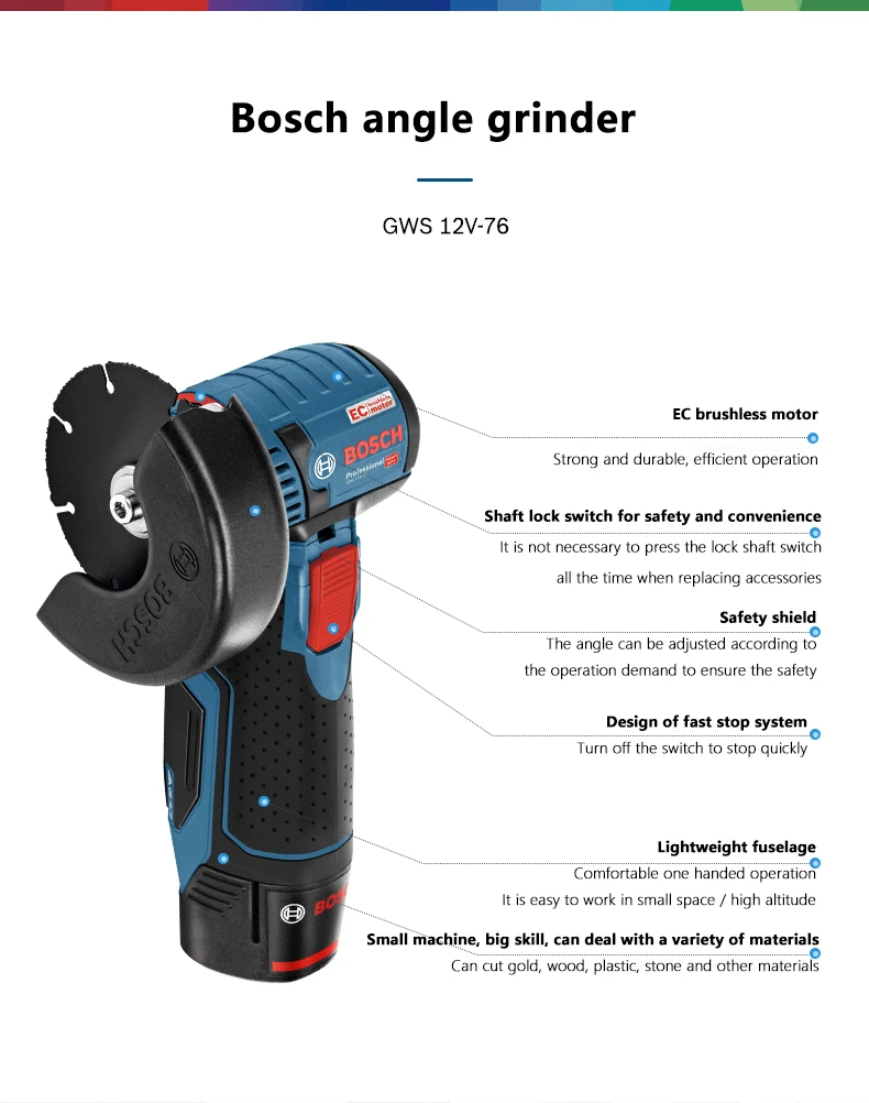 Профессиональный угловой шлифовальный станок Bosch перезаряжаемая литиевая