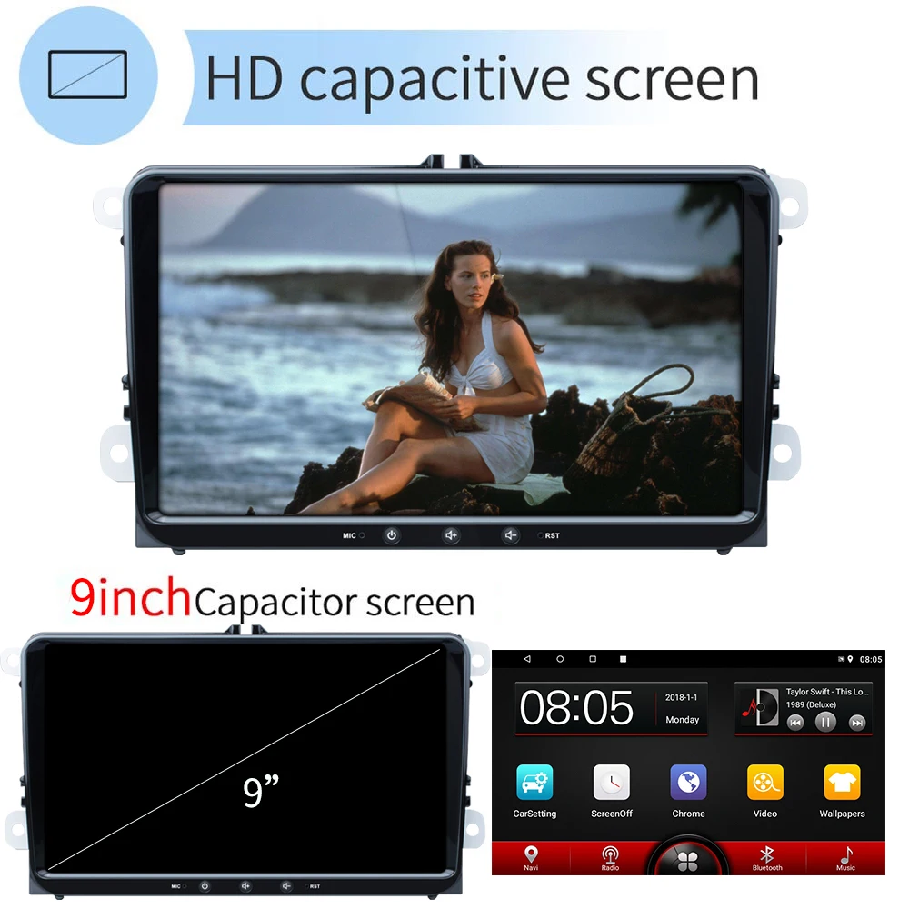 Автомагнитола Camecho 2 Din стерео Android 8,1 Автомобильный мультимедийный плеер для VW/Volkswagen/Skoda/Golf/Polo/Passat/b7/b6/SEAT/Tiguan
