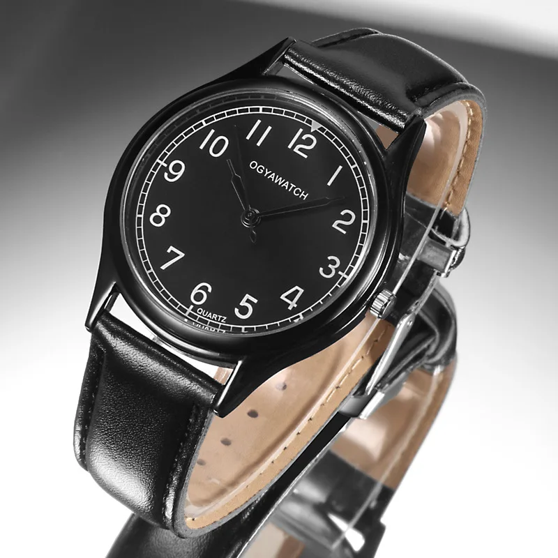 Часы наручные OGYA Мужские кварцевые модные удобные деловые с кожаным ремешком