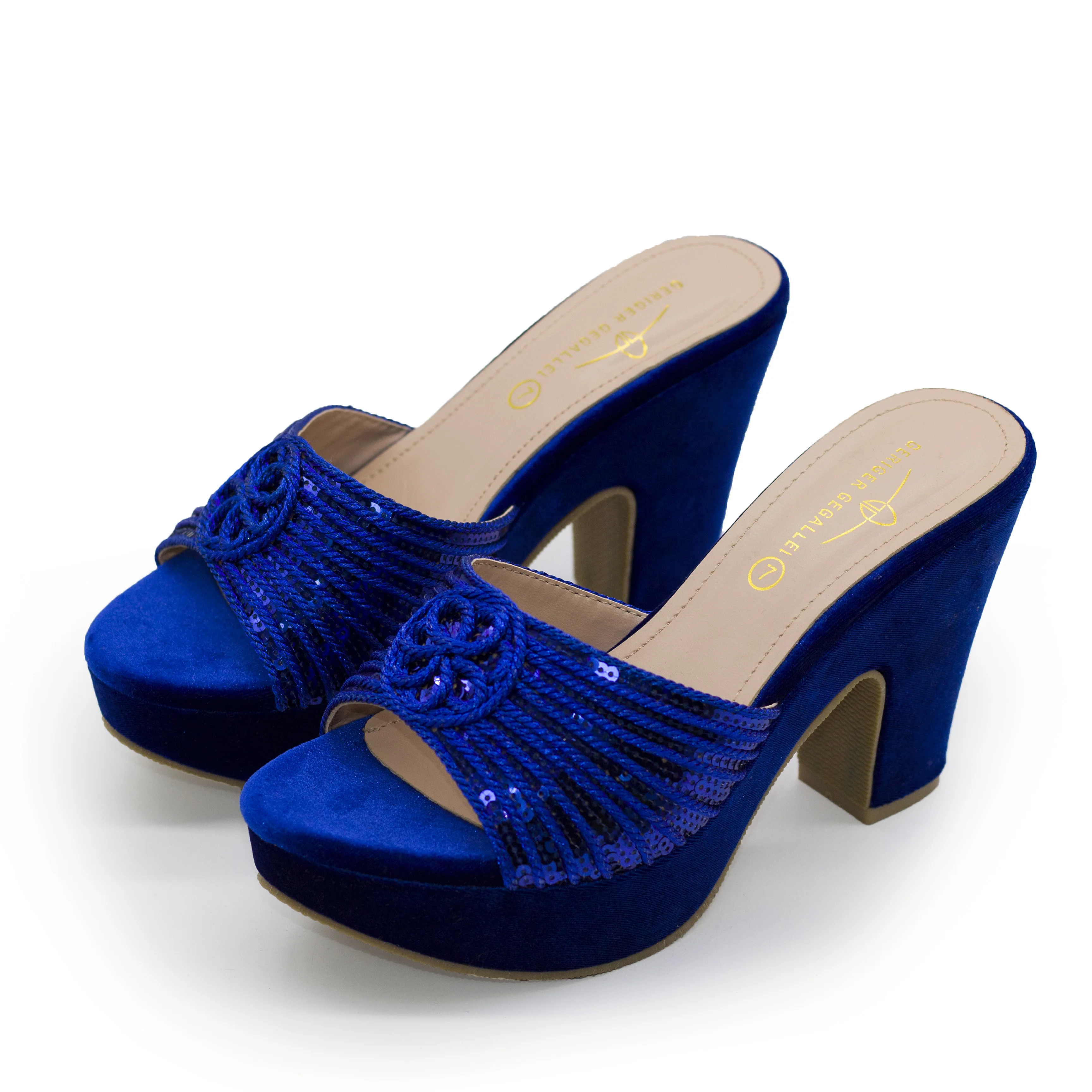 Braided Knot Sequined Luxury Party Dress Heels 6245-30 Sexy Women Mules Slippers Sandals Ladies Chunky High Heels Sandal Shoes