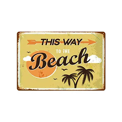 

New Vintage Metal Tin Sign This Way to The Beach Retro Garage Yard Home Cafe Bar Club Hotel Wall Decoration Stickers Signs 12X8