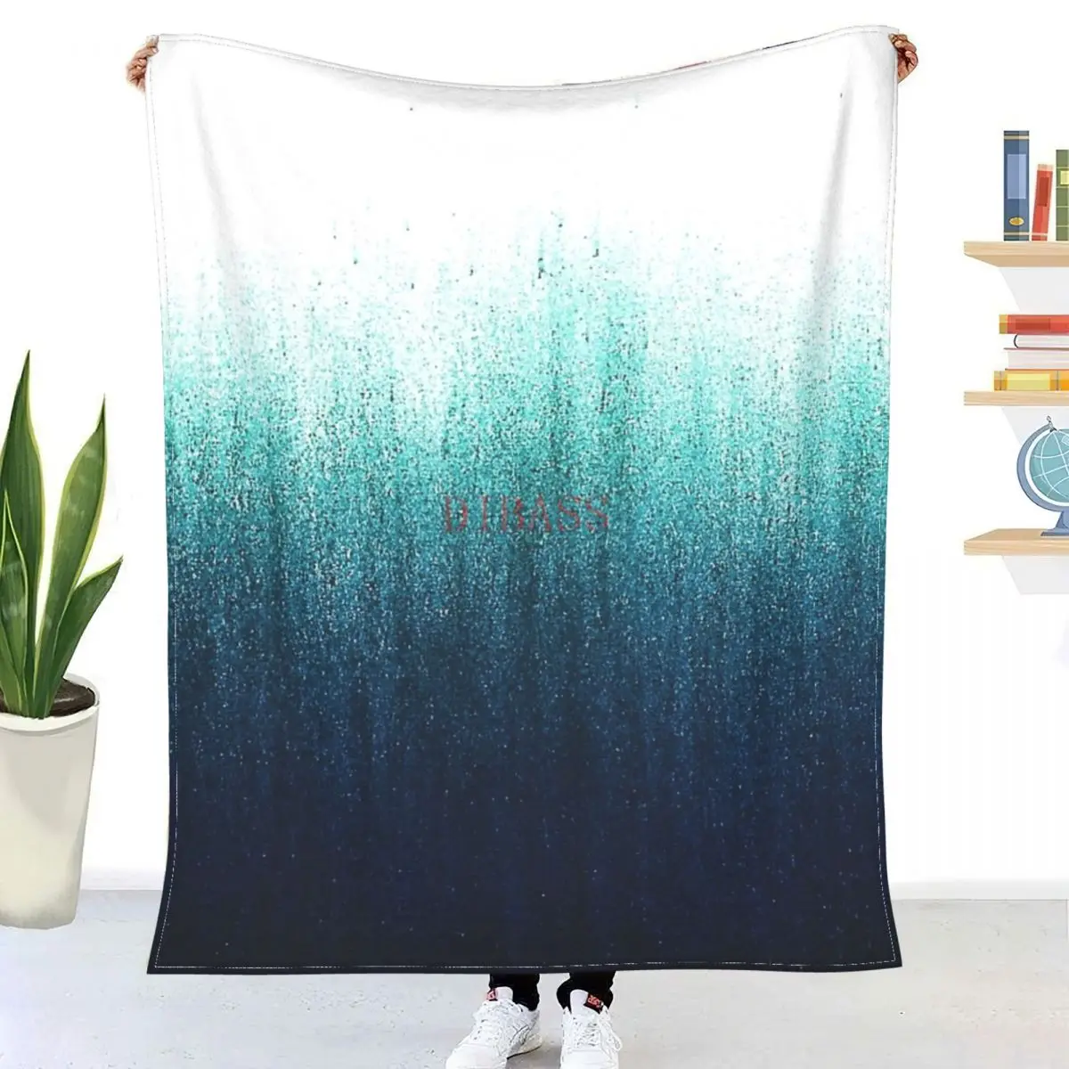 

Teal Ombre 3D Printed Flannel Throw Blanket Bedspread Sofa blankets