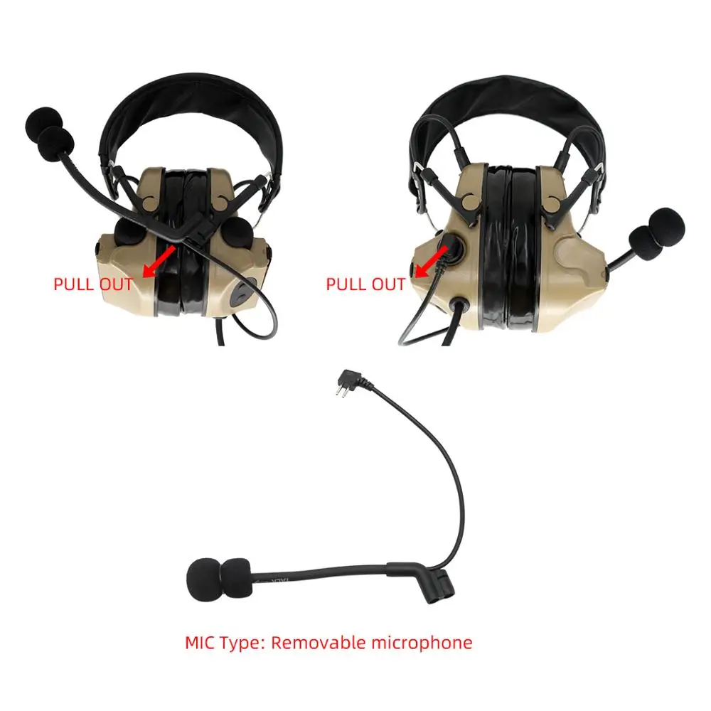 TAC-SKY COMTAC II noise reduction pickup tactical hunting shooting headset + tactical PTT U94 PTT + ARC track comtac bracket  DE