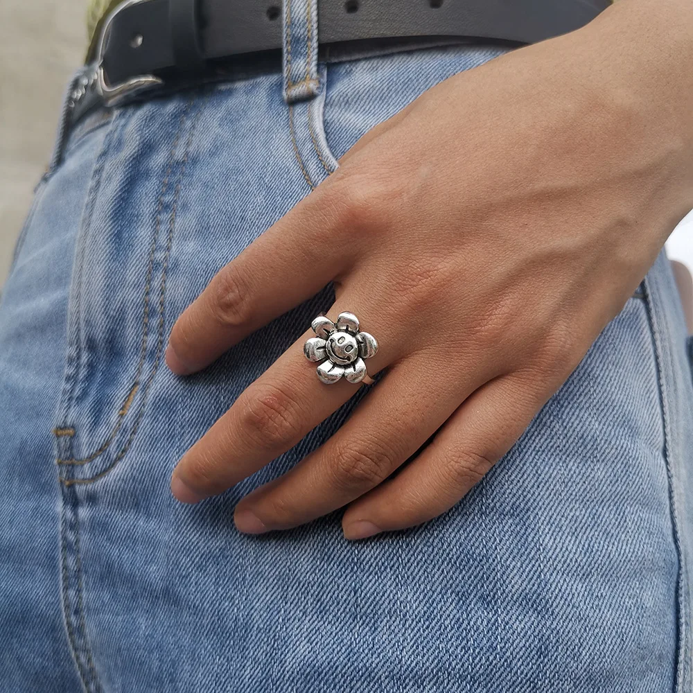 Gothic Stainless Steel Rings Women Men Butterfly Skull Heart Flower Angel Ring Multi-Element Silver Charm Punk Halloween Jewelry | Украшения