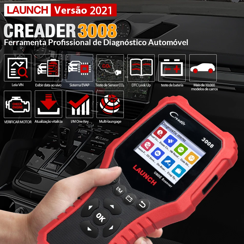 LAUNCH X431 obd2 scanner CR3008 scanner automotivo Verifique o leitor de código OBDII da bateria do motor pk CR3001 KW850