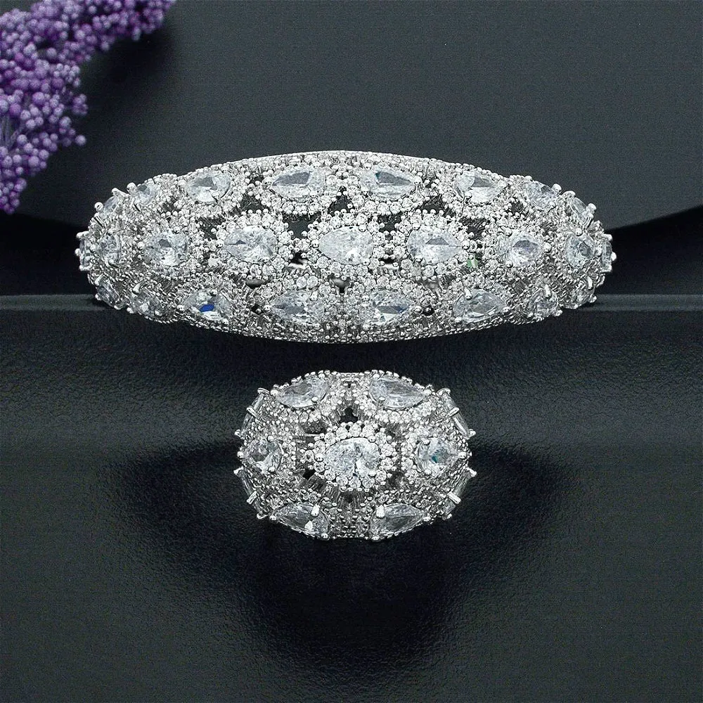 Роскошный браслет ModemAngel в виде капли воды с геометрическими фианитами класса ААА