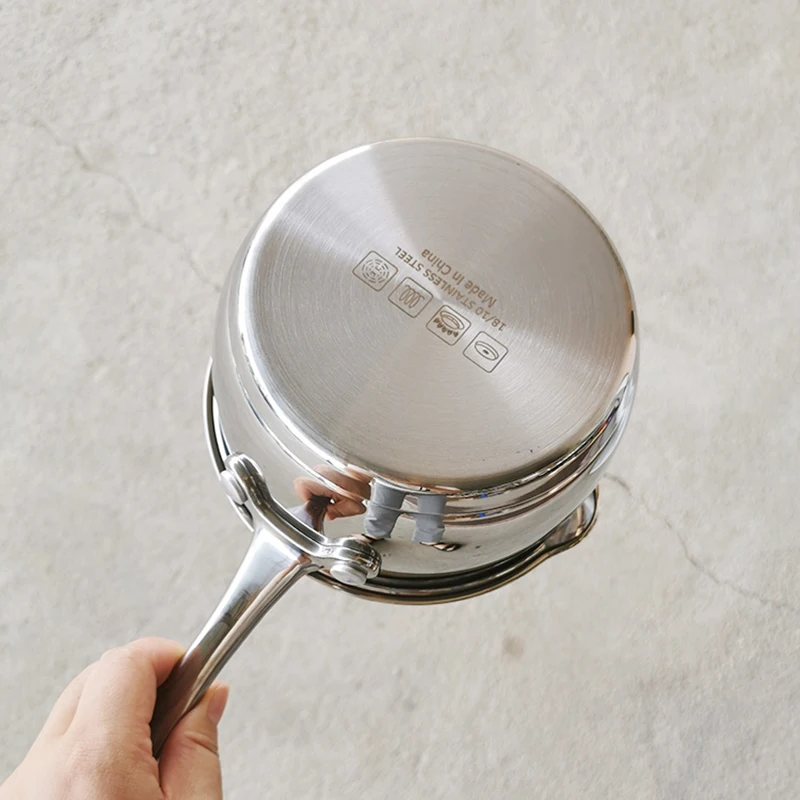 

Thickened 18-10 Stainless Steel Composite Bottom Small Milk Pot With Hot Milk For Breakfast Or Supplementary Food Pot 14cm
