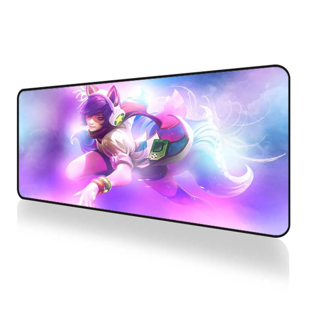 

League of Legends ahri mousepad gamer girl Anime mouse pad xxl pc accessories gaming Carpet mats setup desk pink slipmat900x400