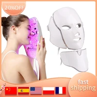 led face mask neck 7 color light therapy for skin rejuvenation collagen tighten and lift skin anti aging wrinkles whitening