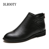women ankle martin boots spring female casual shoes female flat fashion platform pointed toe zip solid comfortable