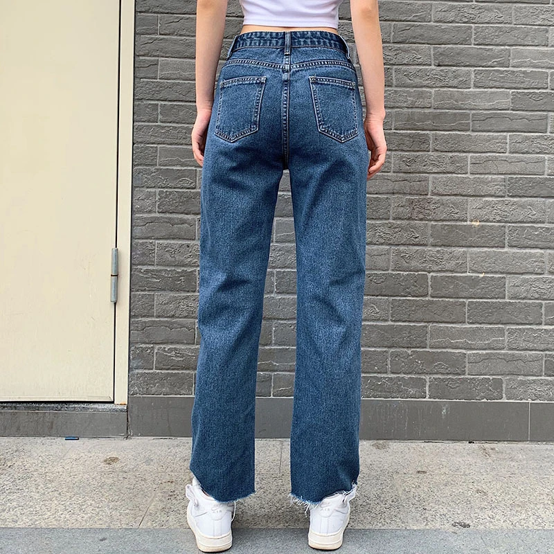 

NEW Casual Jeans Woman Long Trousers Cowboy Female Loose Streetwear Butterfly Embroidered Straight Pants